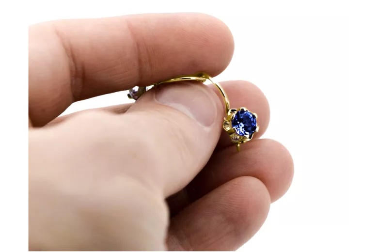  Safír 14k žlté zlato Vintage Jewlery vec019y